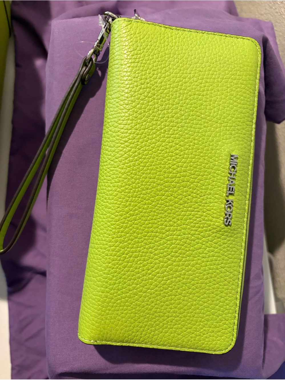 Michael Kors Thompson Lime Satchel Continental Wallet SET NWT - Picture 10 of 15